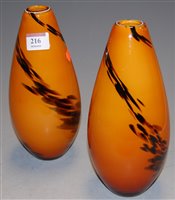 Lot 216 - A pair of modern studio glass vases, height 24cm