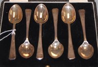 Lot 232 - A set of six George VI silver teaspoons in...