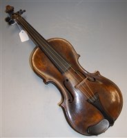 Lot 254 - A late 19th century continental violin having...