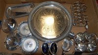 Lot 259 - A box of miscellaneous silver plated wares to...