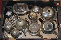 Lot 263 - Box of miscellaneous silver plated wares to...