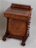 Lot 2644 - A Victorian figured walnut and inlaid kneehole...