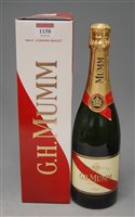 Lot 1158 - G.H. Mumm Brut Champagne, one bottle in carton