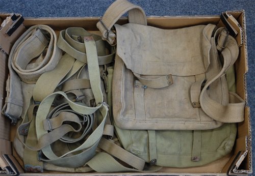 Lot 154 - A WW II canvas satchel, stamped Atlantic...