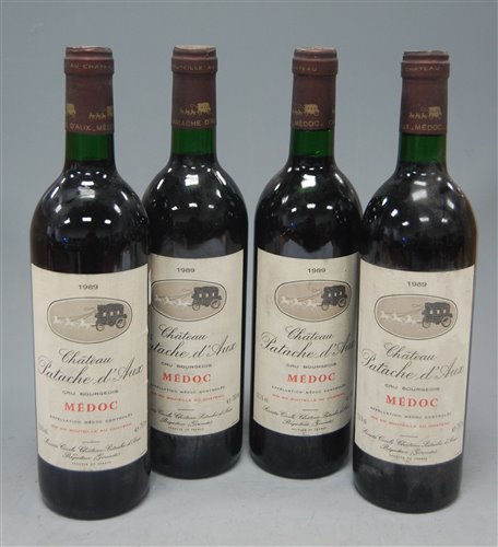 Lot 1037 - Château Patache d'Aux 1989 Medoc, four bottles