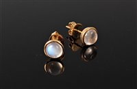 Lot 2567 - A pair of moonstone earstuds, the round...