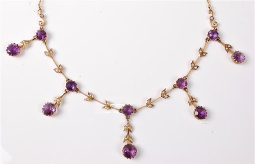 Lot 2267 - A late 19th century amethyst and seed pearl...