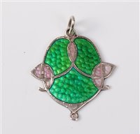 Lot 2238 - A silver and enamel Arts and Crafts pendant by...