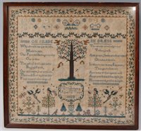 Lot 2399 - A George IV needlework, verse and picture...