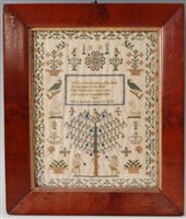 Lot 2400 - A mid-Victorian needlework, verse and picture...