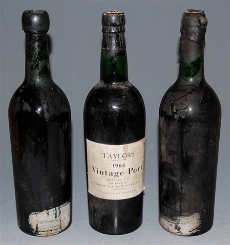 Lot 1285 - Taylor's 1966 Vintage Port, two bottles (one...