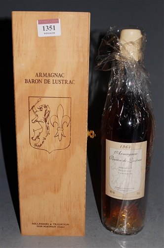 Lot 1351 - Baron de Lustrac Armagnac 1964, 70cl, 40%, OWC