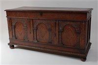 Lot 2673 - A circa 1700 joined oak three panel coffer,...