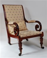 Lot 2681 - A William IV mahogany library armchair, the...