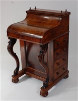 Lot 2677 - A Victorian figured walnut piano top Davenport,...