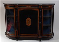 Lot 2621 - A Victorian walnut and ebonised credenza,...