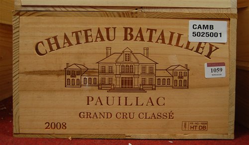 Lot 1059 - Château Batailley 2008 Pauillac, twelve...