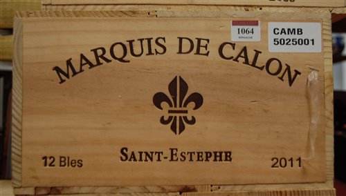 Lot 1064 - Marquis de Calon 2011 Saint Estephe, twelve...