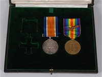Lot 303 - A WW I British War and Victory duo with bronze...