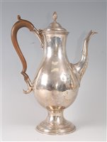 Lot 2173 - A George III silver pedestal coffee pot, of...