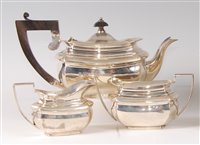 Lot 2124 - An Edwardian silver three-piece tea set,...