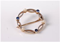 Lot 354 - A sapphire and cultured pearl wreath brooch,...