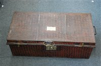 Lot 181 - A WW I period jappaned tin uniform trunk,...