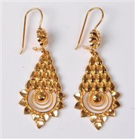 Lot 2279 - A pair of '22c' earrings, the pear shaped...
