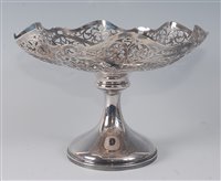 Lot 2127 - A silver pedestal comport, having pierced and...