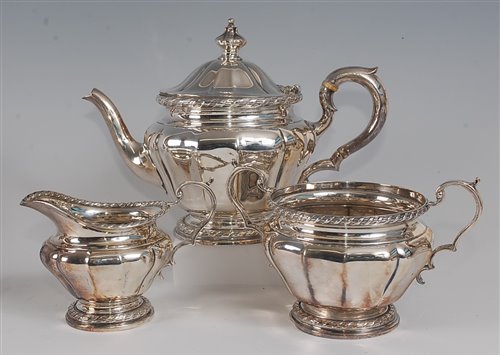 Lot 2131 - A late Victorian silver three-piece tea set,...