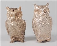 Lot 2160 - A Continental sterling silver owl,...