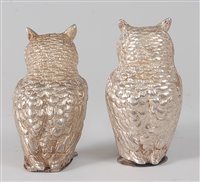 Lot 2160 - A Continental sterling silver owl,...