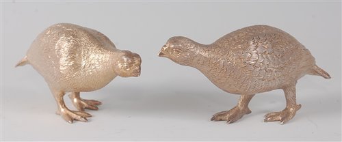 Lot 2162 - A pair of contemporary silver partridges, each...