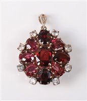 Lot 2277 - A 19th century garnet and white hardstone...