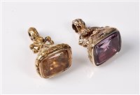 Lot 2205 - Two 19th century gemset fobs, the first...