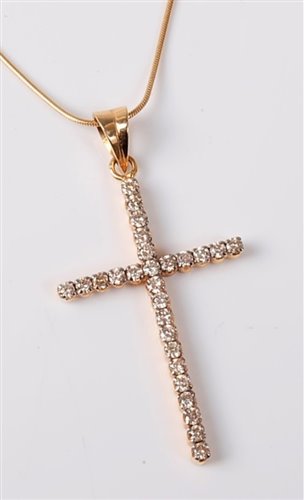 Lot 2219 - An '18k' diamond set cross pendant, the cross...