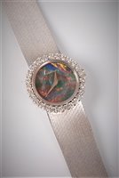 Lot 2349 - A lady's 18ct white gold, opal and diamond...