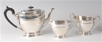 Lot 2118 - An Edwardian silver three-piece bachelors tea...