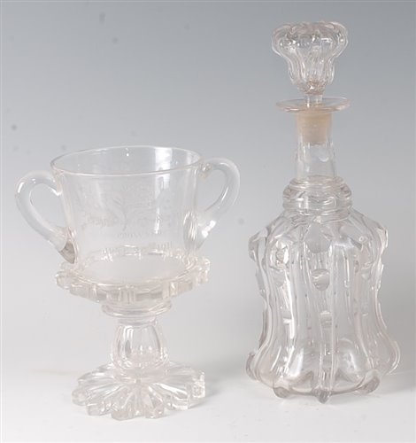 Lot 2107 - A George V glass commemorative pedestal trophy...