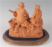 Lot 2094 - A 19th century terracotta figure group of a...