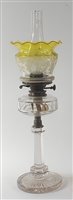 Lot 2419 - A late Victorian cut glass pedestal oil lamp,...