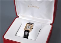 Lot 2353 - A lady's Cartier 18ct Tank Solo wristwatch,...