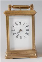 Lot 2608 - A circa 1900 brass carriage clock, having...