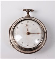 Lot 2383 - A George III silver pair cased pocket watch by...