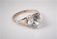 Lot 2306 - A 9ct pale 'ice blue' zircon ring, the round...