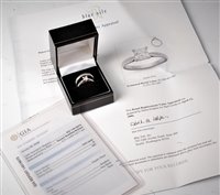 Lot 2328 - A GIA certificated princess cut solitaire...