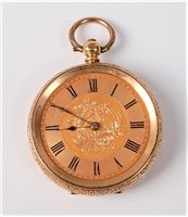 Lot 2386 - A lady's 18ct gold fob watch, the dial with...