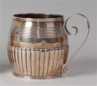 Lot 2135 - A late Georgian silver miniature barrel shaped...