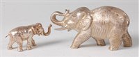 Lot 2157 - A modern silver elephant, naturalistically...