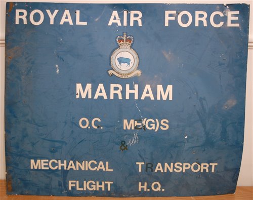 Lot 170 - A large enamel sign for R.A.F. Marham...